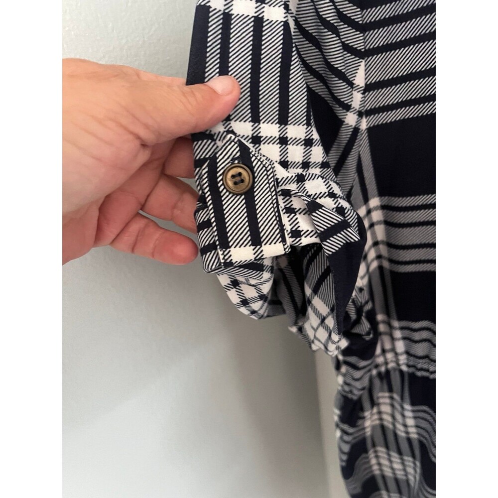 Ava & Viv Black and White Plaid Shirt Dress - Picture 5 of 7